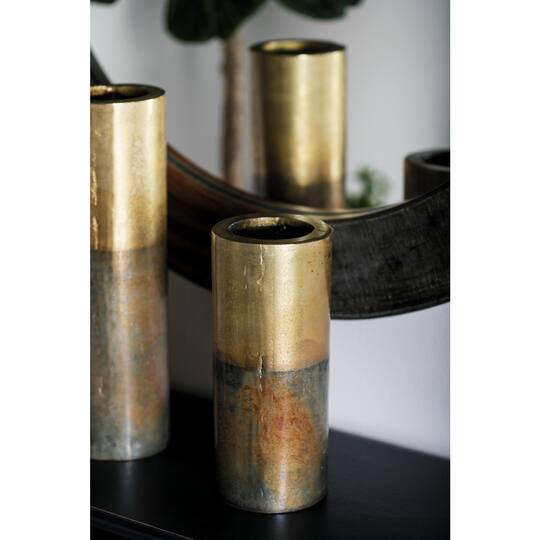 10" Brown Aluminum Rustic Vase